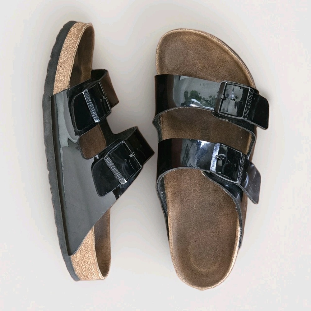 Birkenstock Granada Patent Leather Sandals Black EU 40 US 9 Women's Glossy